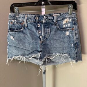 Rag & Bone Dre Low-Rise Denim Shorts Size 24‎ Misha Destructed button fly